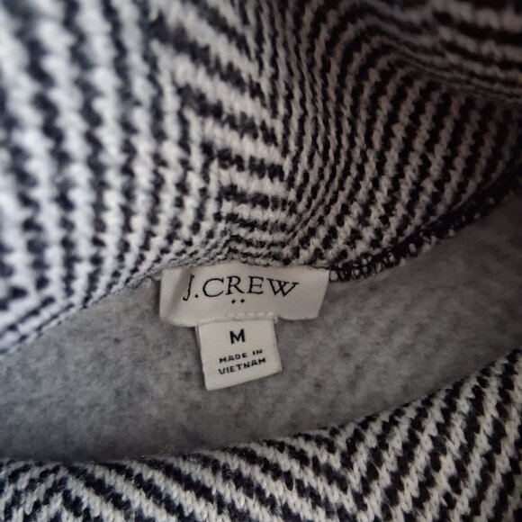 J. Crew Factory Women's M Black White Herringbone Funnelneck Pullover Sweater - Picture 4 of 11